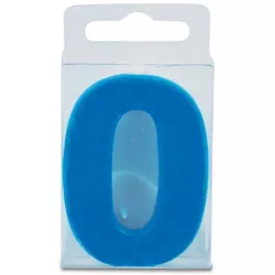 Sviečka vo tvaru čísla 0 - mini, modrá