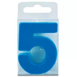 Sviečka vo tvaru čísla 5 - mini, modrá