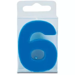 Sviečka vo tvaru čísla 6 - mini, modrá