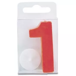 Sviečka tvaru číslice 1 - mini, červená
