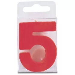 Sviečka tvaru číslice 5 - mini, červená