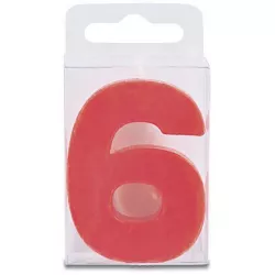 Sviečka tvaru číslice 6 - mini, červená
