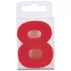 Sviečka tvaru číslice 8 - mini, červená