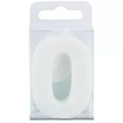 Sviečka tvaru číslice 0 - mini, biela