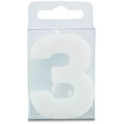 Sviečka tvaru čísla 3 - mini, biela