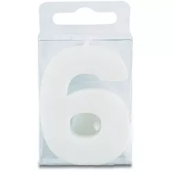 Sviečka tvaru číslice 6 - mini, biela