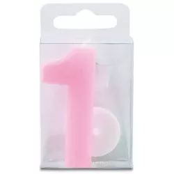 Sviečka tvaru číslice 1 - mini, ružová