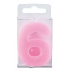 Sviečka tvaru číslice 6 - mini, ružová