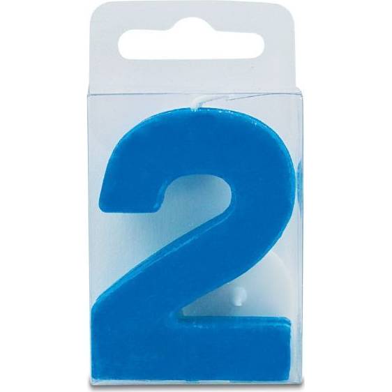 Sviečka v tvare číslice 2 – mini, modrá