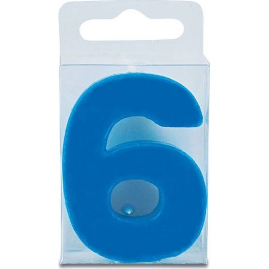 Sviečka v tvare číslice 6 – mini, modrá