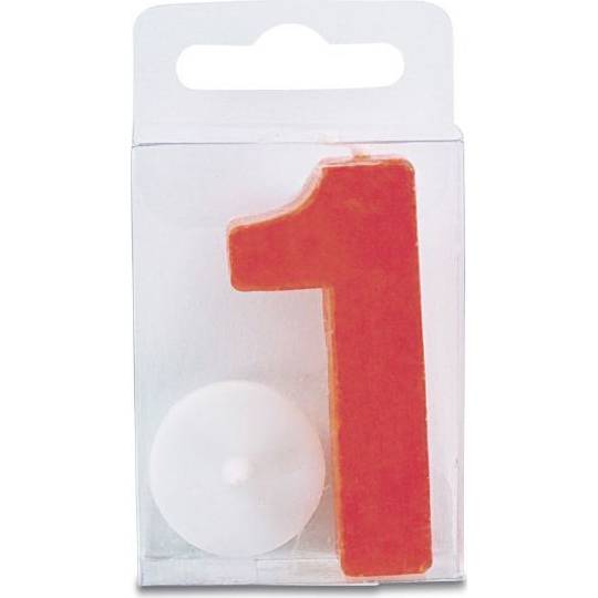 Sviečka v tvare číslice 1 – mini, červená