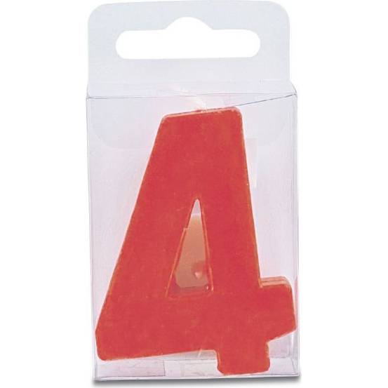 Sviečka v tvare číslice 4 – mini, červená