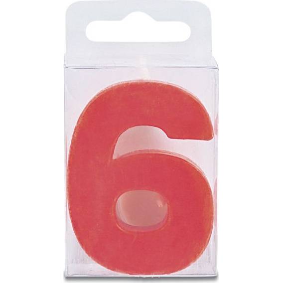 Sviečka v tvare číslice 6 – mini, červená