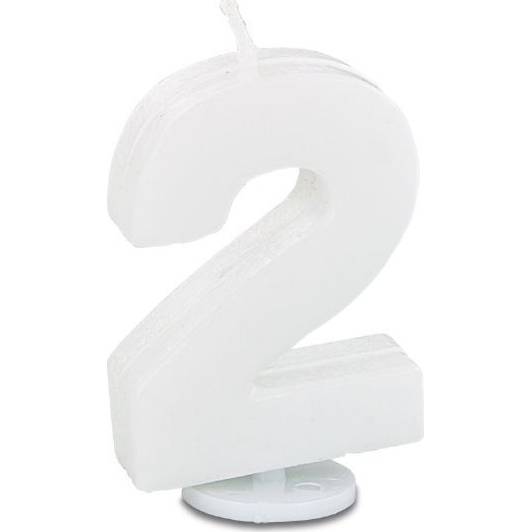 Sviečka v tvare číslice 2 – mini, biela