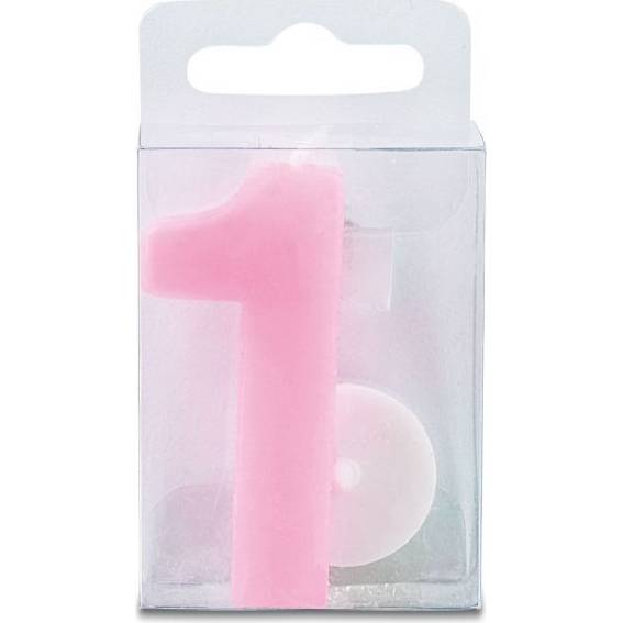 Sviečka v tvare číslice 1 – mini, ružová