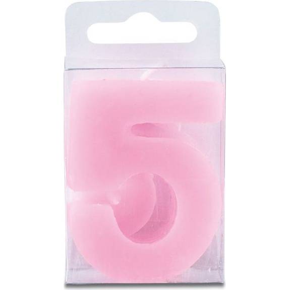 Sviečka v tvare číslice 5 – mini, ružová