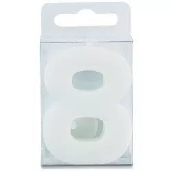 Sviečka tvaru číslice 8 - mini, biela
