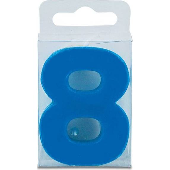 Sviečka v tvare číslice 8 – mini, modrá