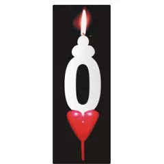 Dortová svíčka se srdíčkem číslice 0