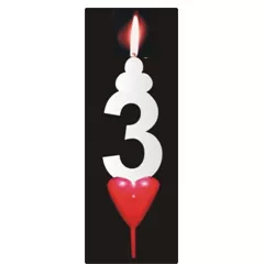 Dortová sviečka so srdiečkom číslica 3