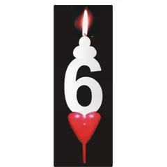 Dortová sviečka so srdiečkom číslica 6