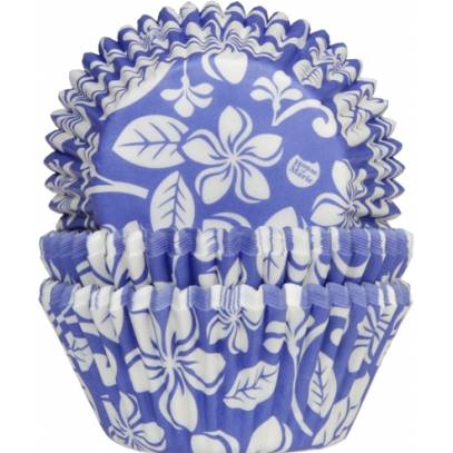 Košíček na mafiny Aloha kvetiny modrý 50 ks