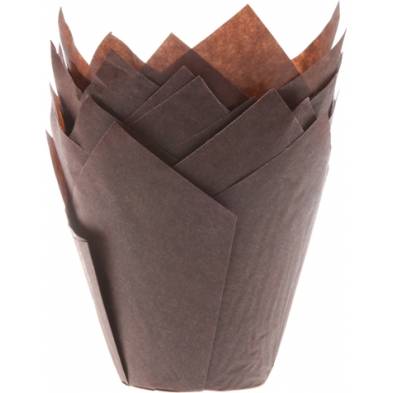 Hnedé papierové košíčky na mafiny tulipán 200 ks
