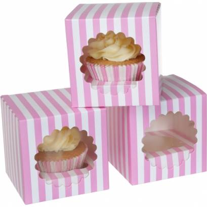 Papierový box pruhovaný na cupcake 3 ks