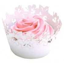 Ozdobný šál na košíky strieborné kvety 12ks