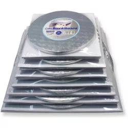 Dortová podložka strieborná kruh + dortová krabica