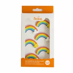 Cukrová dekorácia na tortu farebná dúha 6 ks
