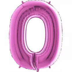 Nafukovací balónik číslo 0 ružový 102 cm extra veľký
