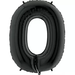 Nafukovací balónik číslo 0 čierny 102 cm extra veľký