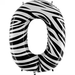 Nafukovací balón číslom 0 zebra 102 cm extra veľký