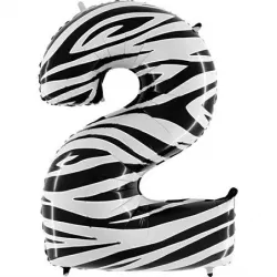 Nafukovací balón čí numero 2 zebra 102 cm extra veľký