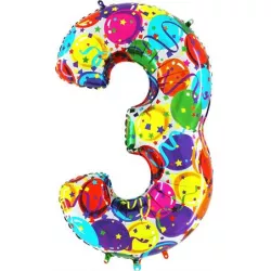 Nafukovací balónek číslo 3 farebné balóniky 102 cm extra veľký