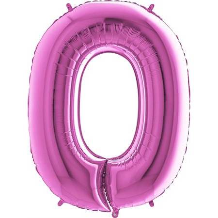 Nafukovací balónik číslo 0 ružový 102 cm extra veľký