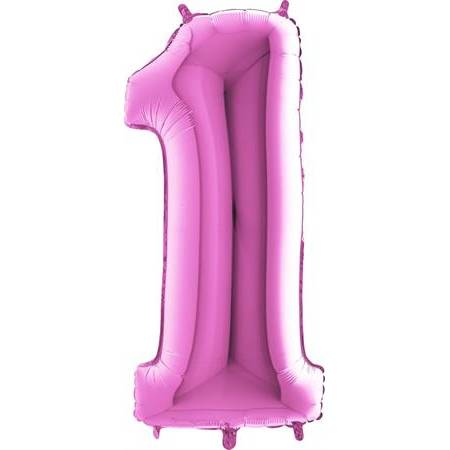 Nafukovací balónik číslo 1 ružový 102 cm extra veľký