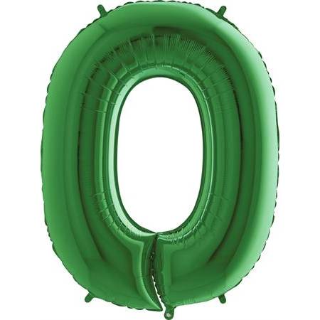 Nafukovací balónik číslo 0 zelený 102 cm extra veľký