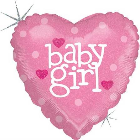 Nafukovací balónik ružové srdce narodenie dievčatka 46 cm