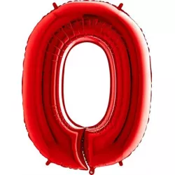 Nafukovací balónik číslo 0 červený 102 cm extra veľký