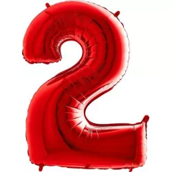 Nafukovací balónik číslo 2 červený 102 cm extra veľký