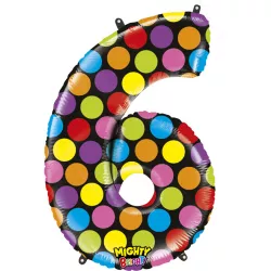 Nafukovací balónik číslo 6 farebný 102 cm extra veľký