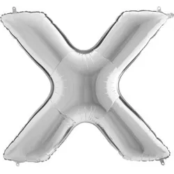 Nafukovací balónik písmeno X strieborné 102 cm