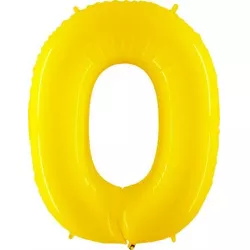 Nafukovací balónik číslo 0 žltý 102 cm extra veľký