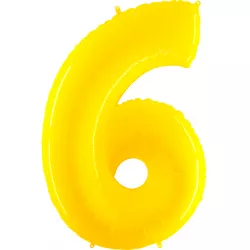Nafukovací balónik číslo 6 žltý 102 cm extra veľký