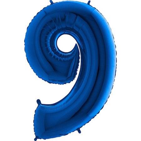 Nafukovací balónik číslo 9 modrý 102 cm extra veľký