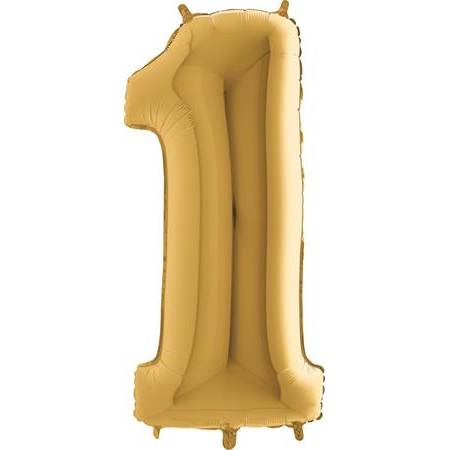 Nafukovací balónik číslo 1 zlatý 102 cm extra veľký