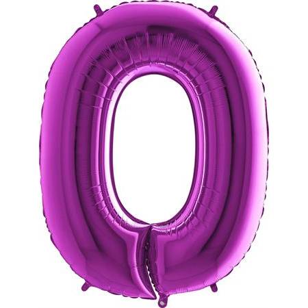 Nafukovací balónik číslo 0 fialový 102 cm extra veľký