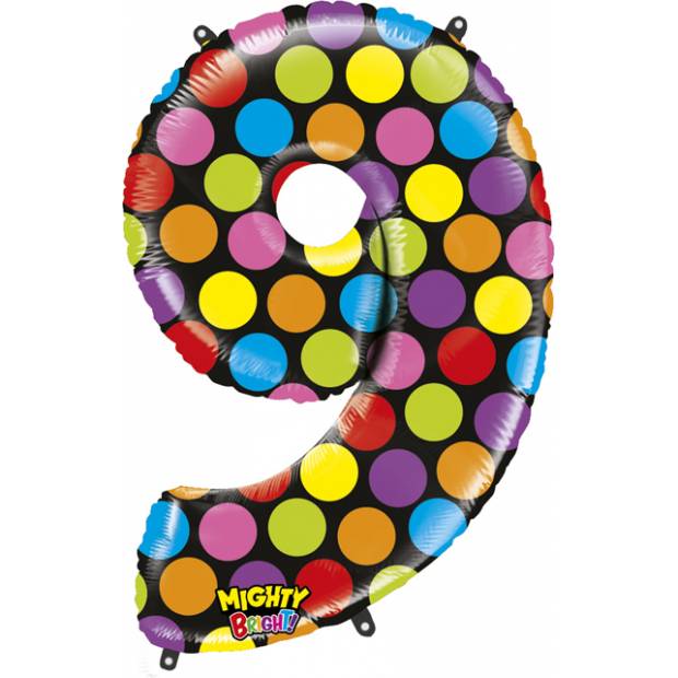 Nafukovací balónik číslo 9 farebný 102 cm extra veľký